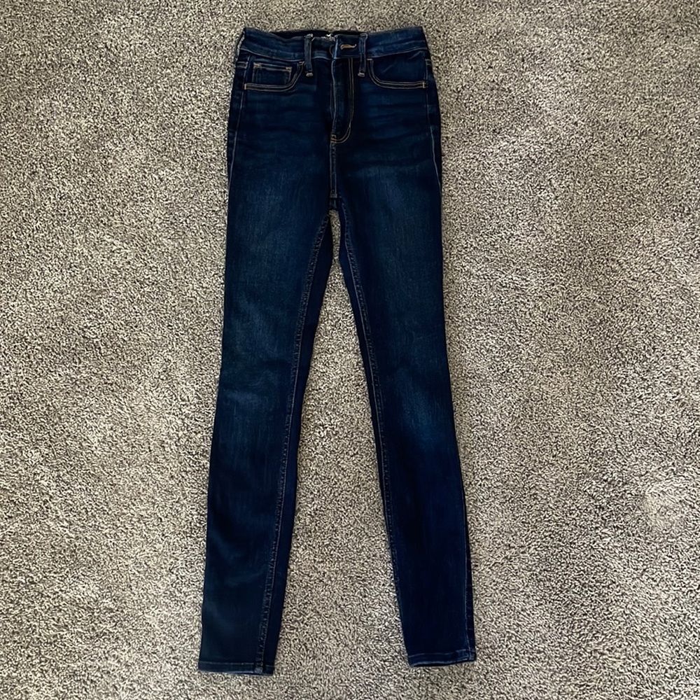 Hollister ultra high rise super skinny dark wash denim